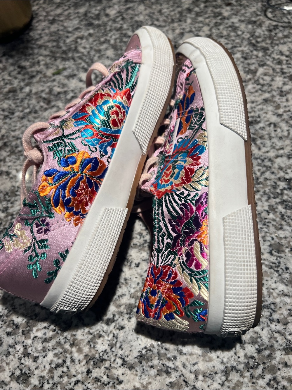 Superga 2750 Korelaw fashion sneakers 6.5 Pink Floral Embroidered Satin summer - Picture 7 of 9